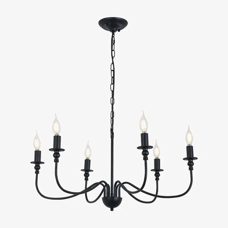 lustre en fer noir avec éclairage led pour intérieur moderne