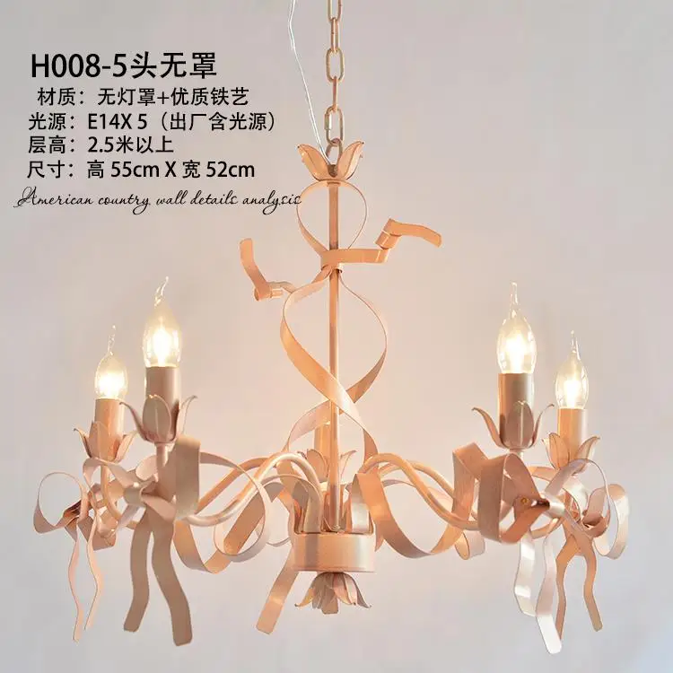 lustre en ruban rose pour chambre d'enfant élégante - Image 13