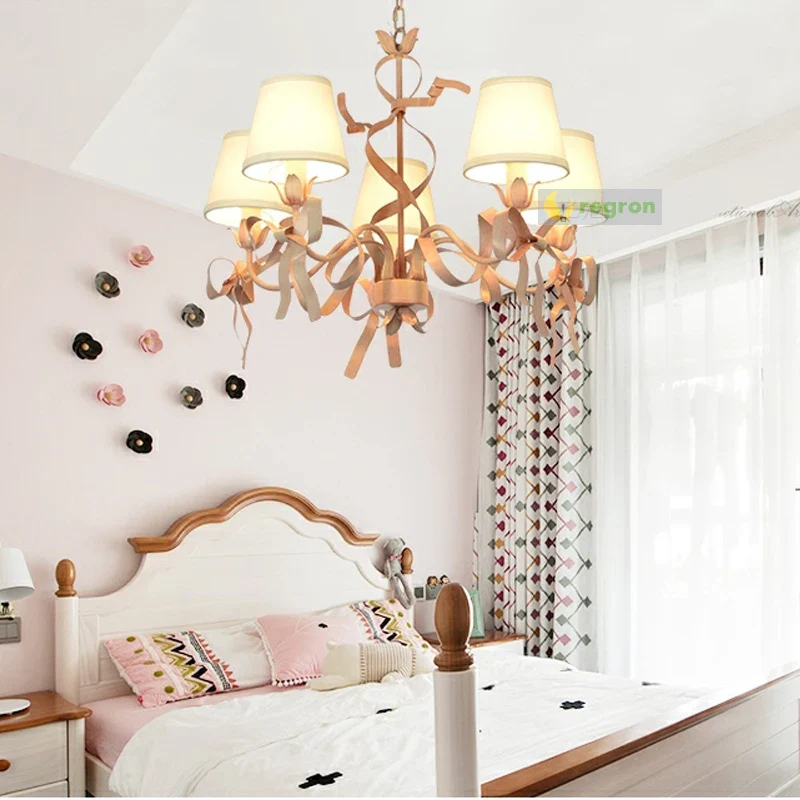 lustre en ruban rose pour chambre d'enfant élégante - Image 5