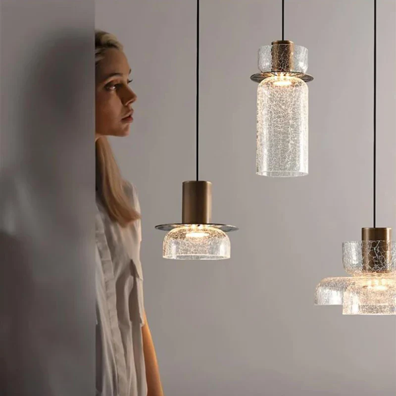 lustre en verre craquelé design rétro minimaliste pour intérieur moderne - Image 2