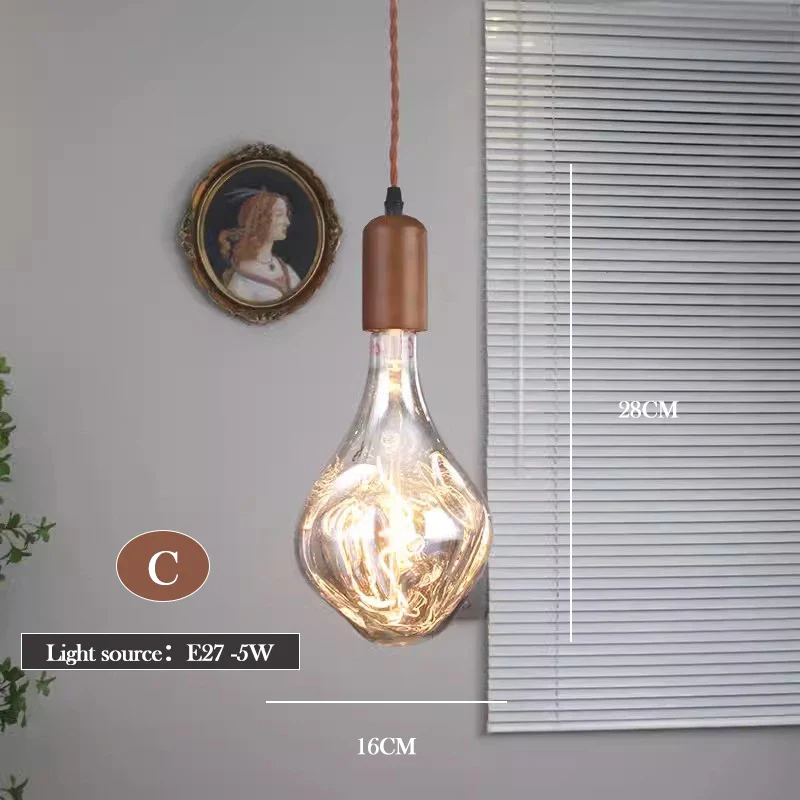 lustre en verre d'art rétro en bois massif créatif pour décoration intérieure - Image 19