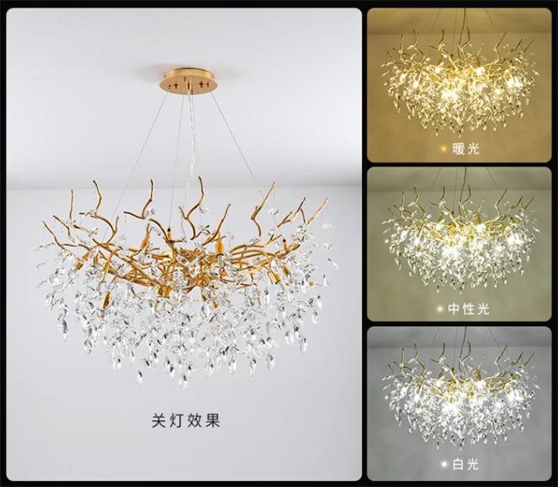 lustre en verre doré design luxueux pour décoration intérieure - Image 3