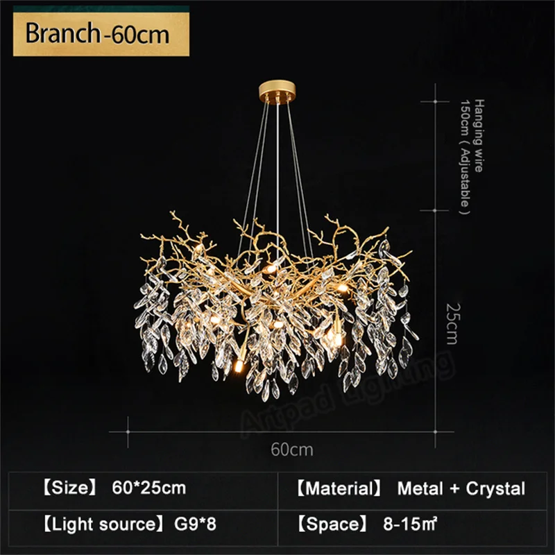 lustre en verre doré design luxueux pour décoration intérieure - Image 9