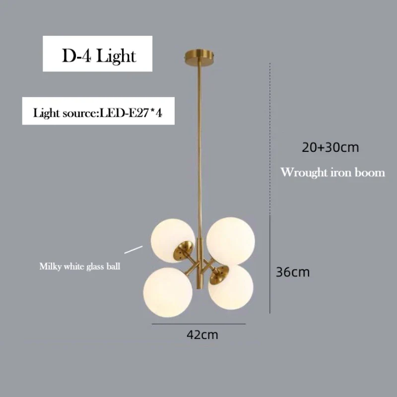 lustre en verre laiteux style nordique pour décoration intérieure - Image 10