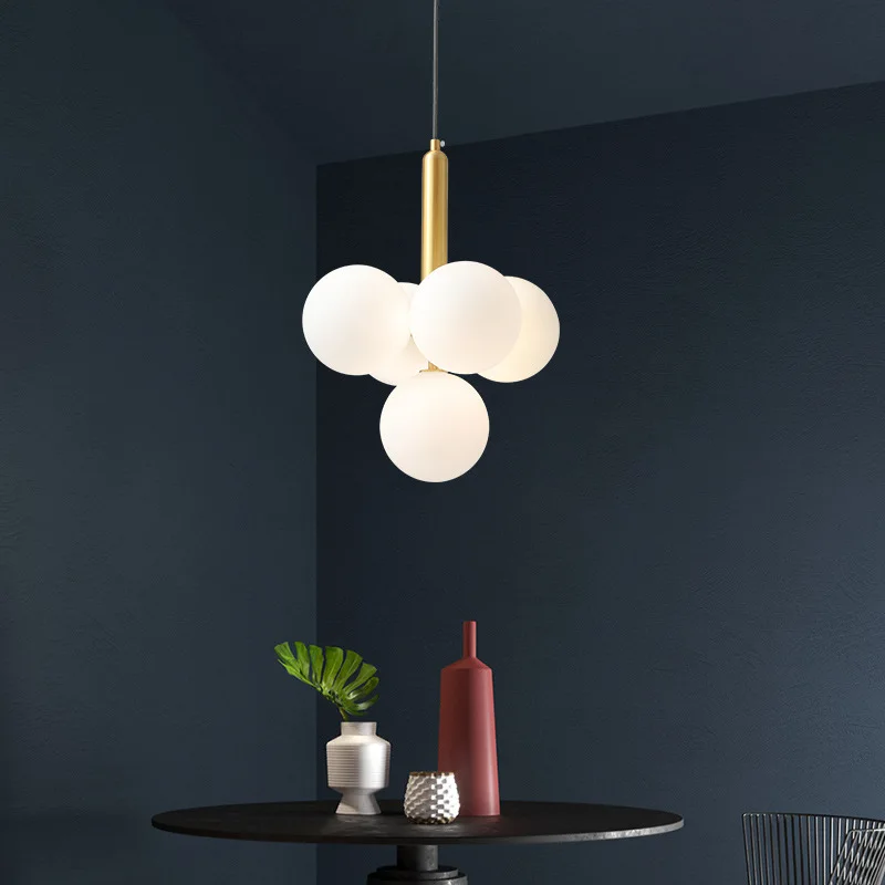 lustre en verre laiteux style nordique pour décoration intérieure - Image 2