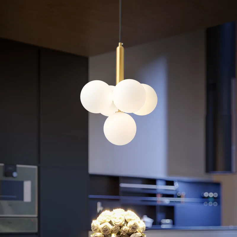 lustre en verre laiteux style nordique pour décoration intérieure - Image 4