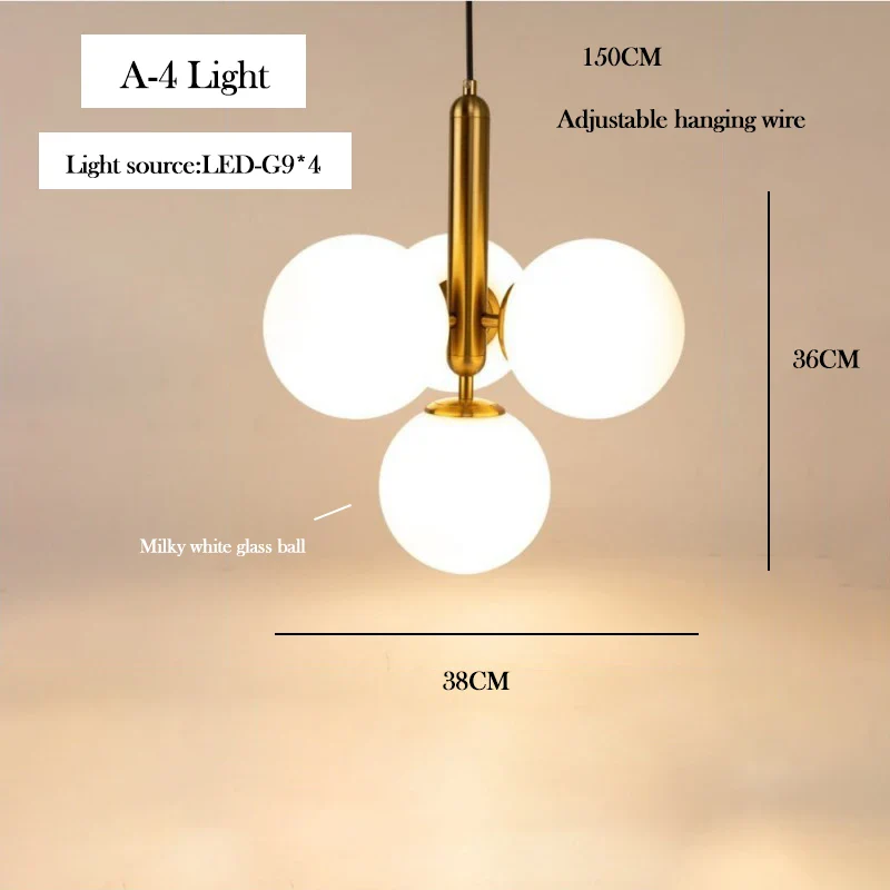 lustre en verre laiteux style nordique pour décoration intérieure - Image 7