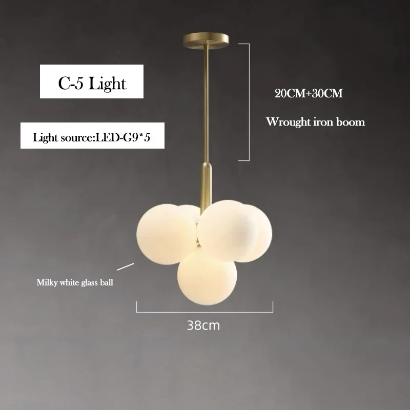 lustre en verre laiteux style nordique pour décoration intérieure - Image 9