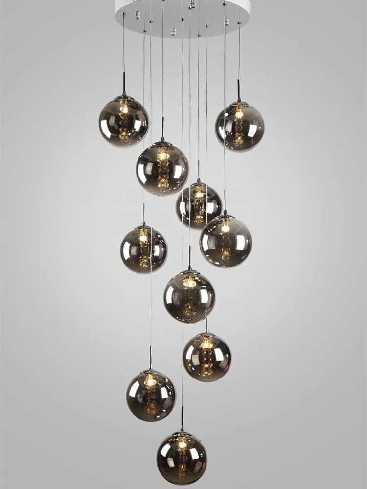 lustre en verre pour escalier design moderne à led - Image 3