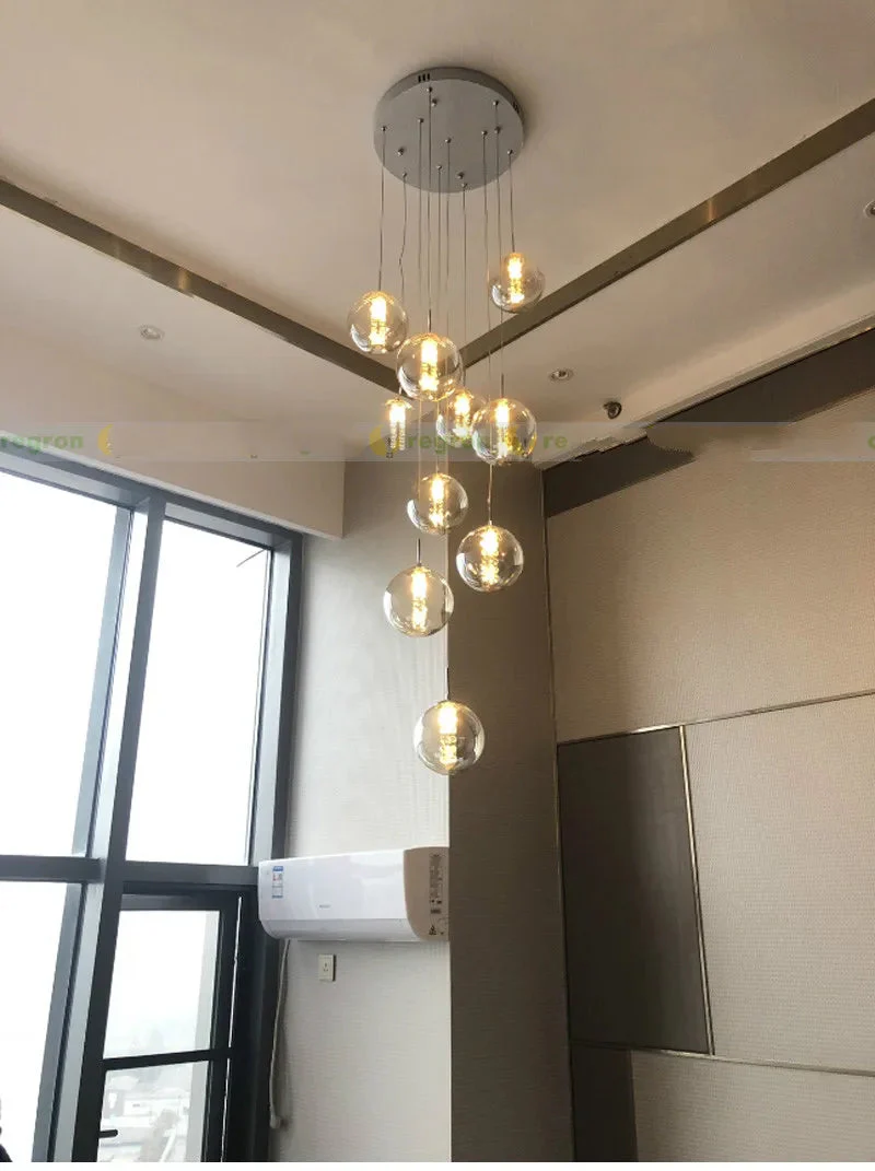lustre en verre pour escalier design moderne à led - Image 4