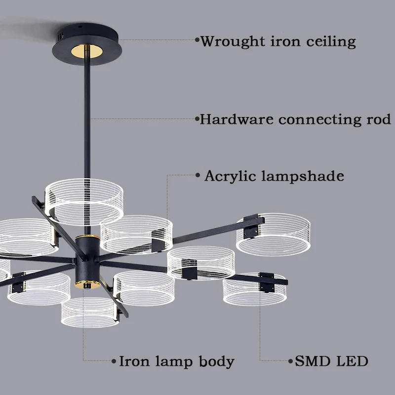 lustre industriel acrylique led pour éclairage intérieur décoratif - Image 6