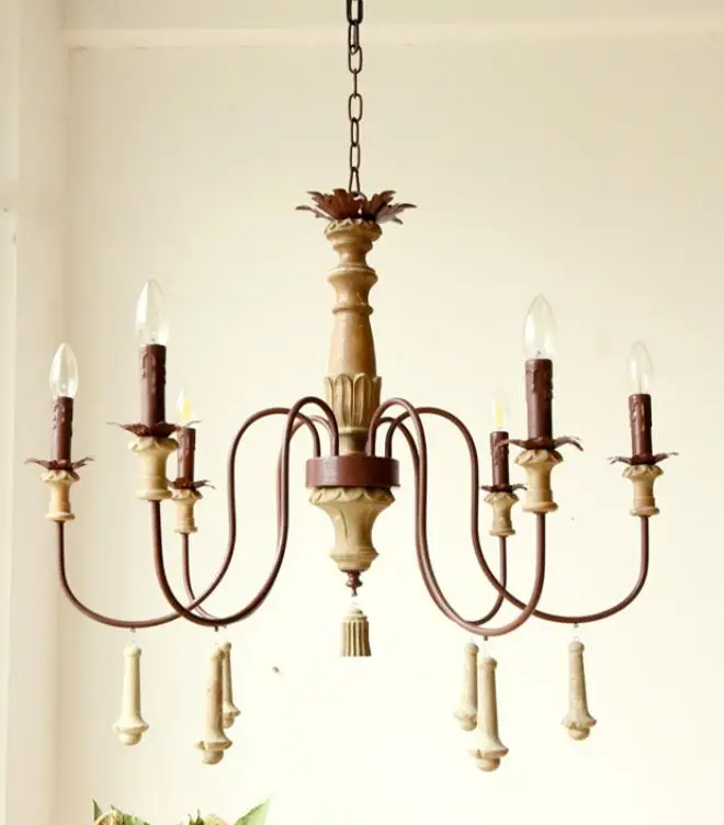 lustre industriel en résine antique avec bougeoirs à led - Image 8