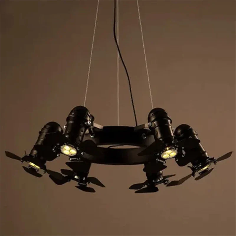lustre industriel vintage à 6 têtes pour établissements commerciaux - Image 2
