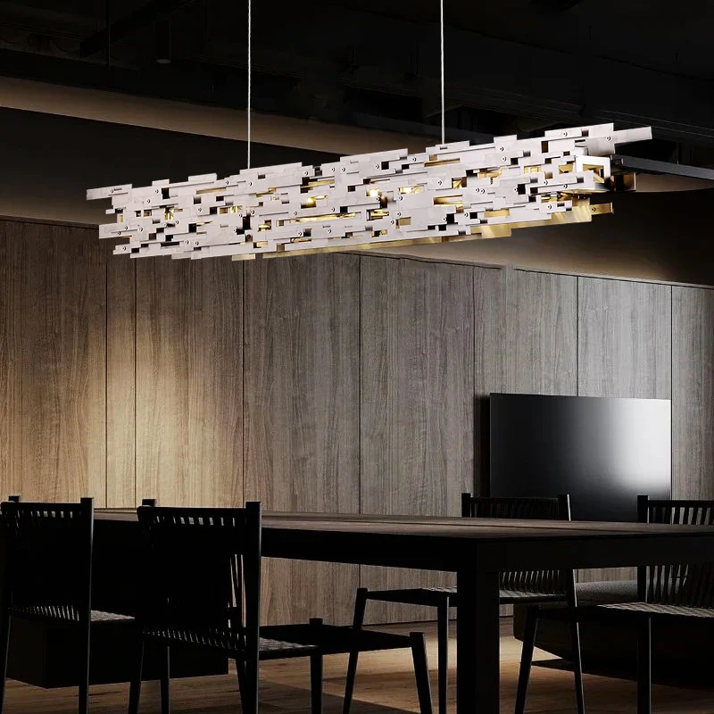 lustre led chromé design créatif éclairage suspendu moderne