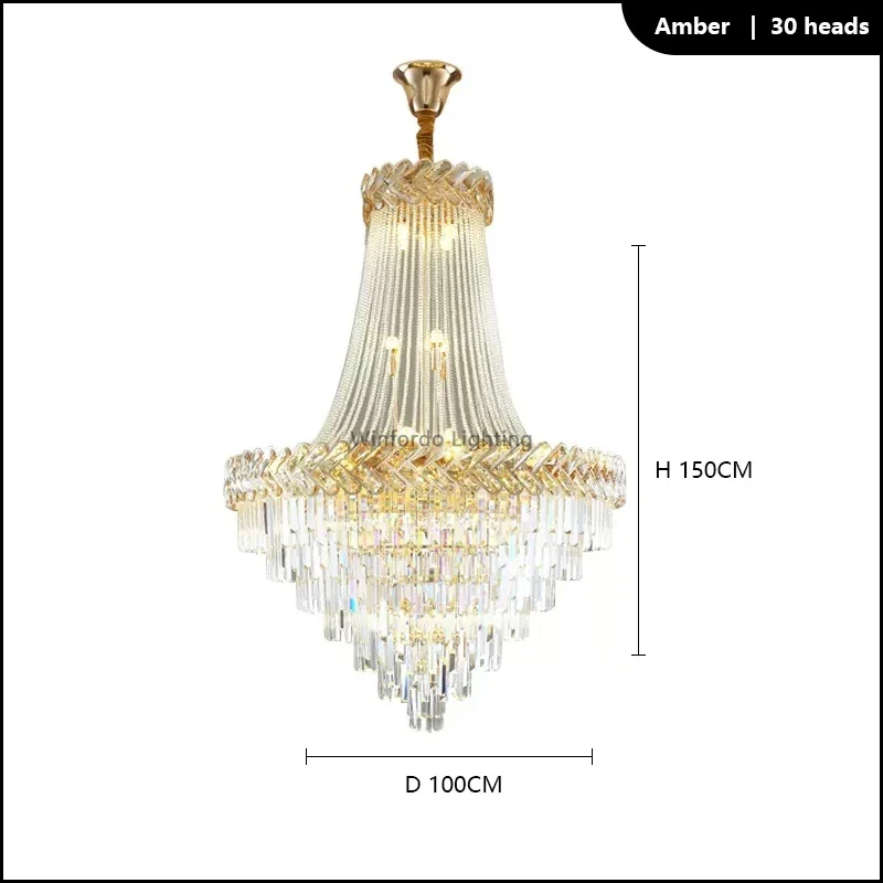 lustre led en cristal design moderne pour villa duplex - Image 11