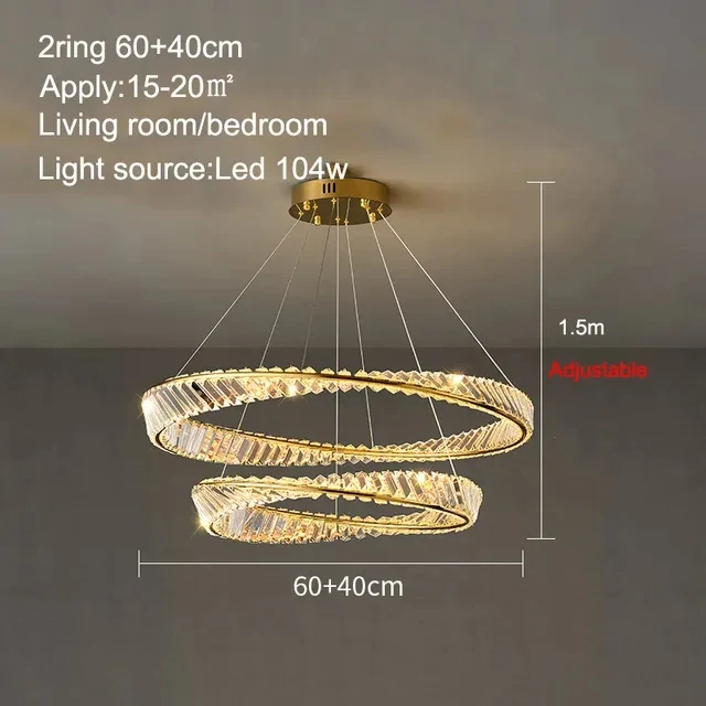 Lustre Led en cristal moderne pour salle à manger salon cuisine chambre plafond suspension lampe or télécommande suspension - Image 11
