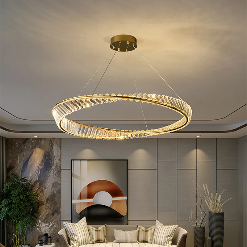 Lustre Led en cristal moderne pour salle à manger salon cuisine chambre plafond suspension lampe or télécommande suspension - Image 2