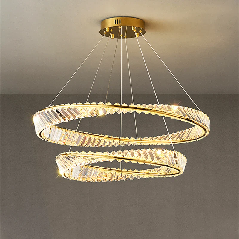 Lustre Led en cristal moderne pour salle à manger salon cuisine chambre plafond suspension lampe or télécommande suspension - Image 3