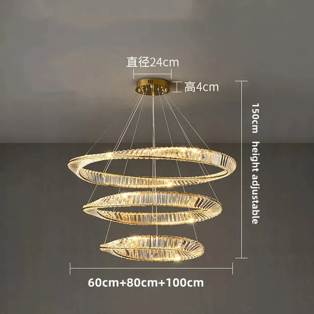 Lustre Led en cristal moderne pour salle à manger salon cuisine chambre plafond suspension lampe or télécommande suspension - Image 8