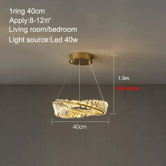 Lustre Led en cristal moderne pour salle à manger salon cuisine chambre plafond suspension lampe or télécommande suspension - Image 9
