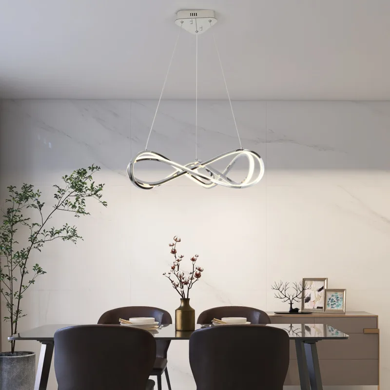 lustre led moderne avec télécommande design élégant et courbé - Image 3
