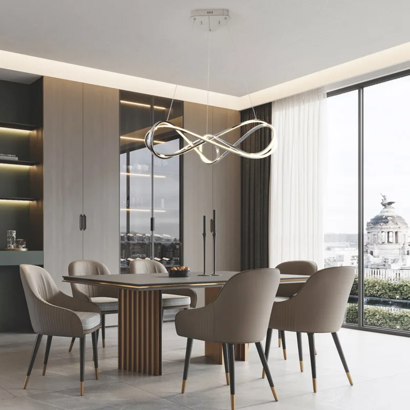 lustre led moderne avec télécommande design élégant et courbé - Image 4