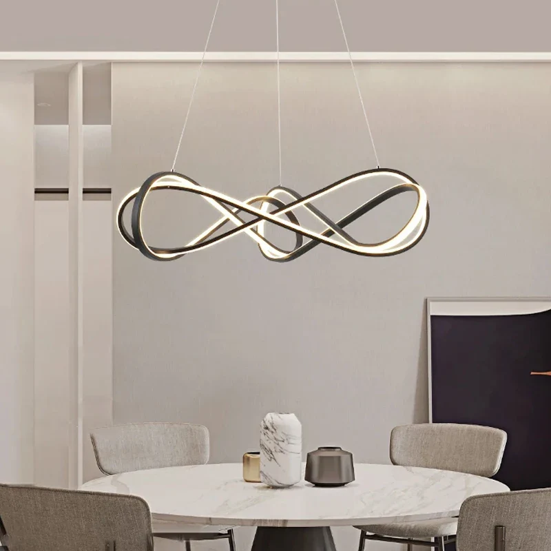 lustre led moderne avec télécommande design élégant et courbé - Image 5