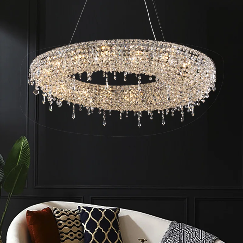 lustre led moderne de luxe en cristal pour hôtel duplex villa - Image 3
