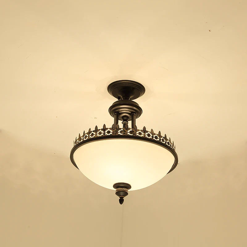 lustre led style campagnard américain en fer forgé et verre - Image 4