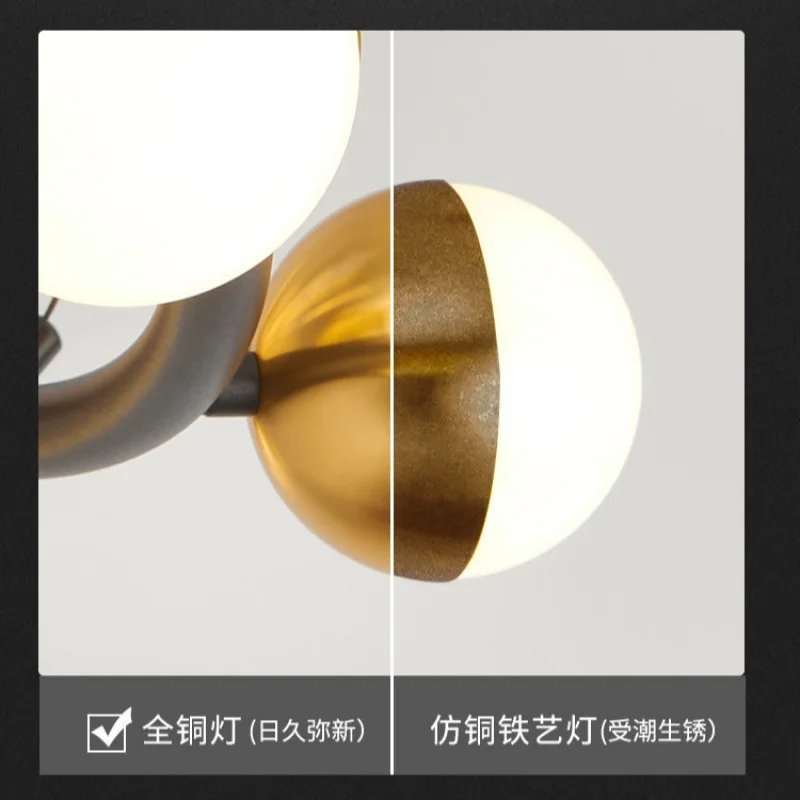 lustre led style nordique boule de verre moderne créatif galvanoplastie - Image 5