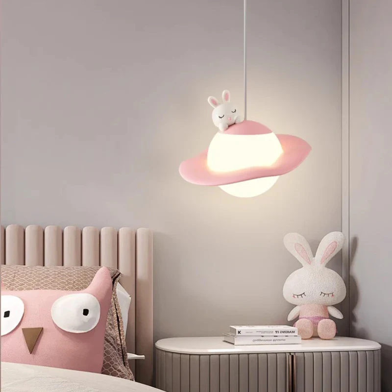 lustre mignon en forme de lapin ours et lune pour chambre d'enfant - Image 4