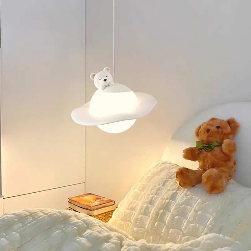 lustre mignon en forme de lapin ours et lune pour chambre d'enfant - Image 5