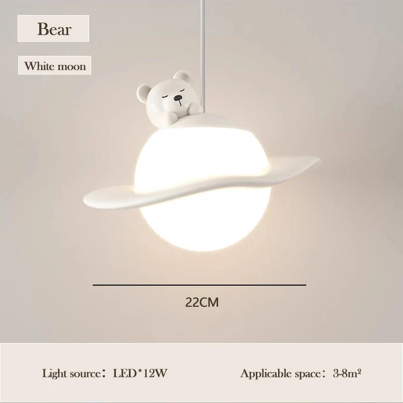 lustre mignon en forme de lapin ours et lune pour chambre d'enfant - Image 7
