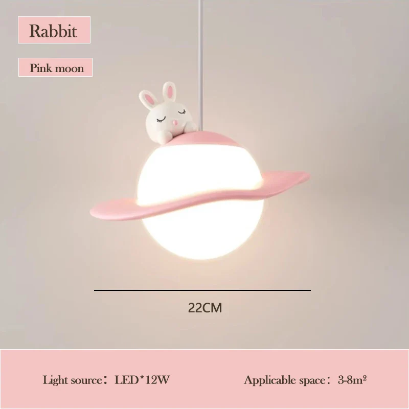 lustre mignon en forme de lapin ours et lune pour chambre d'enfant - Image 8