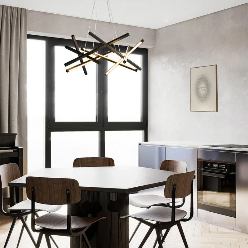 lustre minimaliste design lumière géométrique créatif et luxueux - Image 2