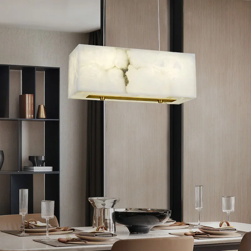 lustre minimaliste en marbre et cuivre pour espaces modernes - Image 2