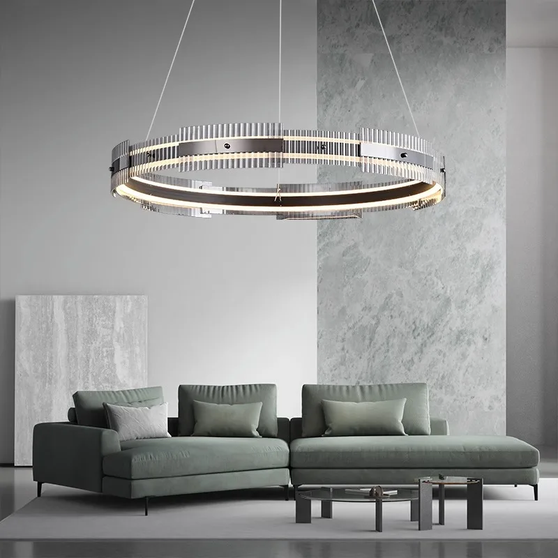 lustre minimaliste italien de luxe en verre éclairage intérieur à led - Image 2