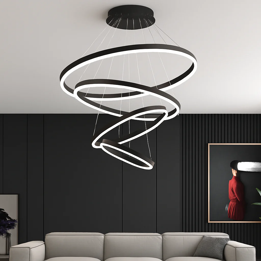 lustre moderne à anneaux ronds en led pour décoration intérieure - Image 5