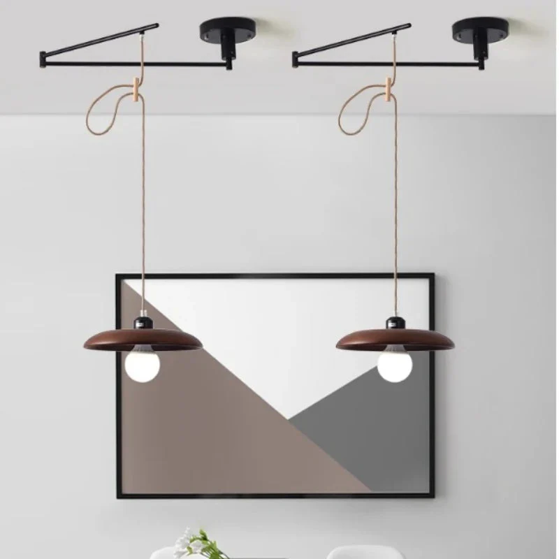 lustre moderne à led créatif avec bras rétractable en bois artistique - Image 2
