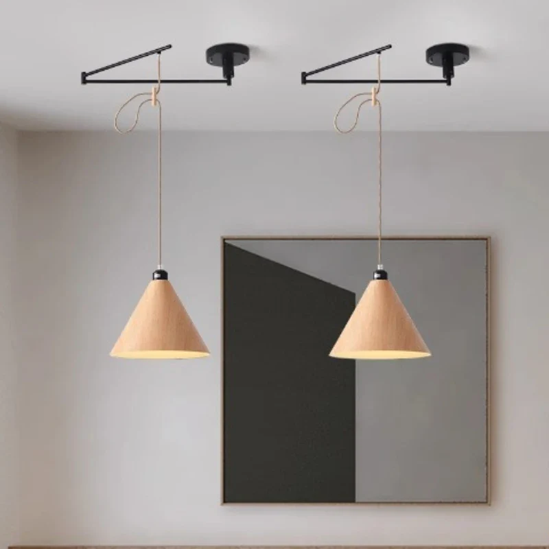 lustre moderne à led créatif avec bras rétractable en bois artistique - Image 3