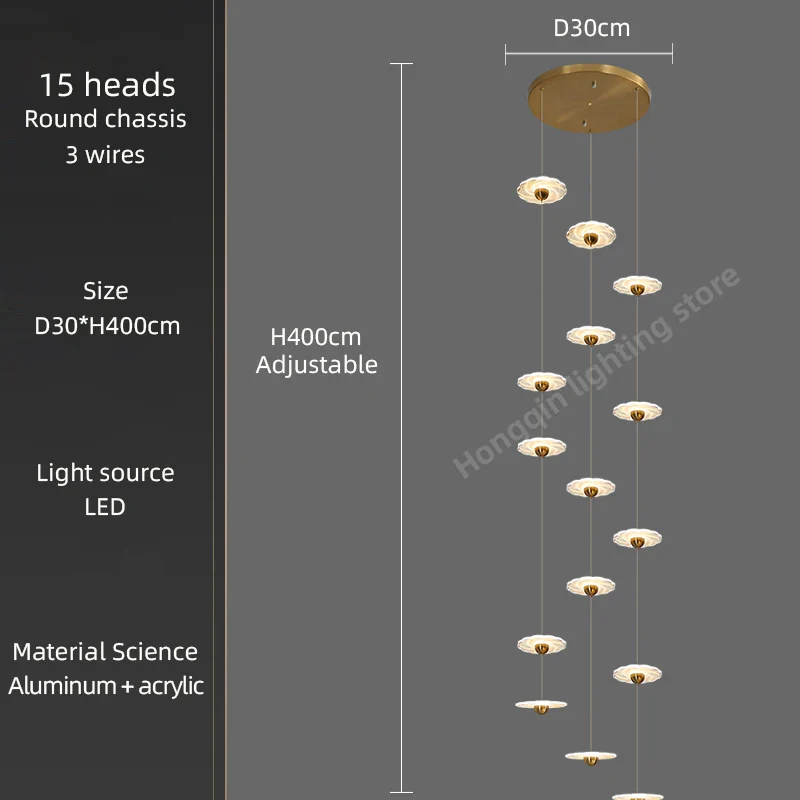lustre moderne à led pour éclairage intérieur élégant - Image 9