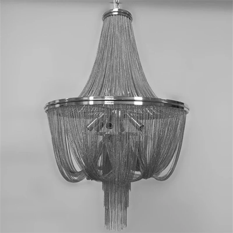 lustre moderne à pampilles en aluminium doré avec chaîne décorative - Image 4