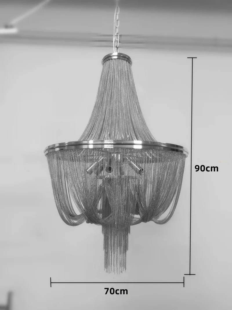 lustre moderne à pampilles en aluminium doré avec chaîne décorative - Image 9