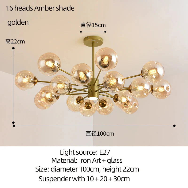 lustre moderne design haricot magique en verre intérieur - Image 10