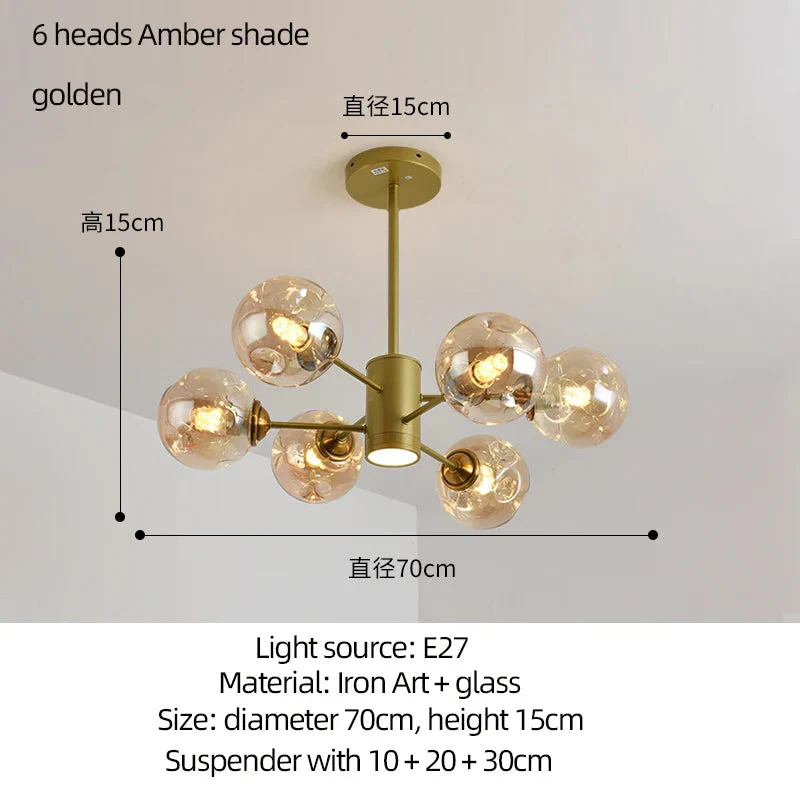 lustre moderne design haricot magique en verre intérieur - Image 7
