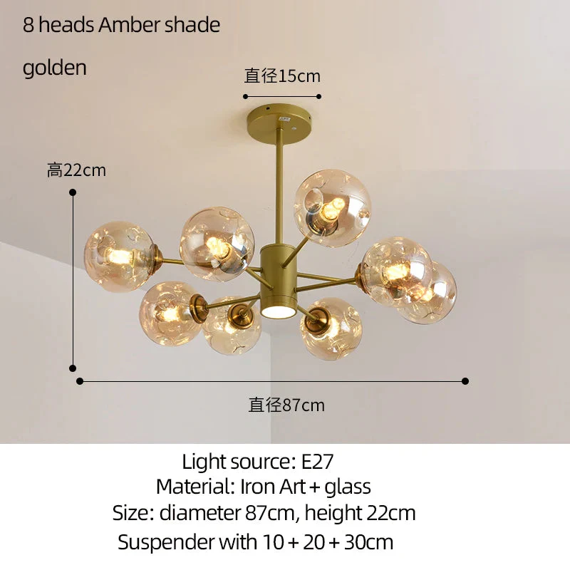 lustre moderne design haricot magique en verre intérieur - Image 8