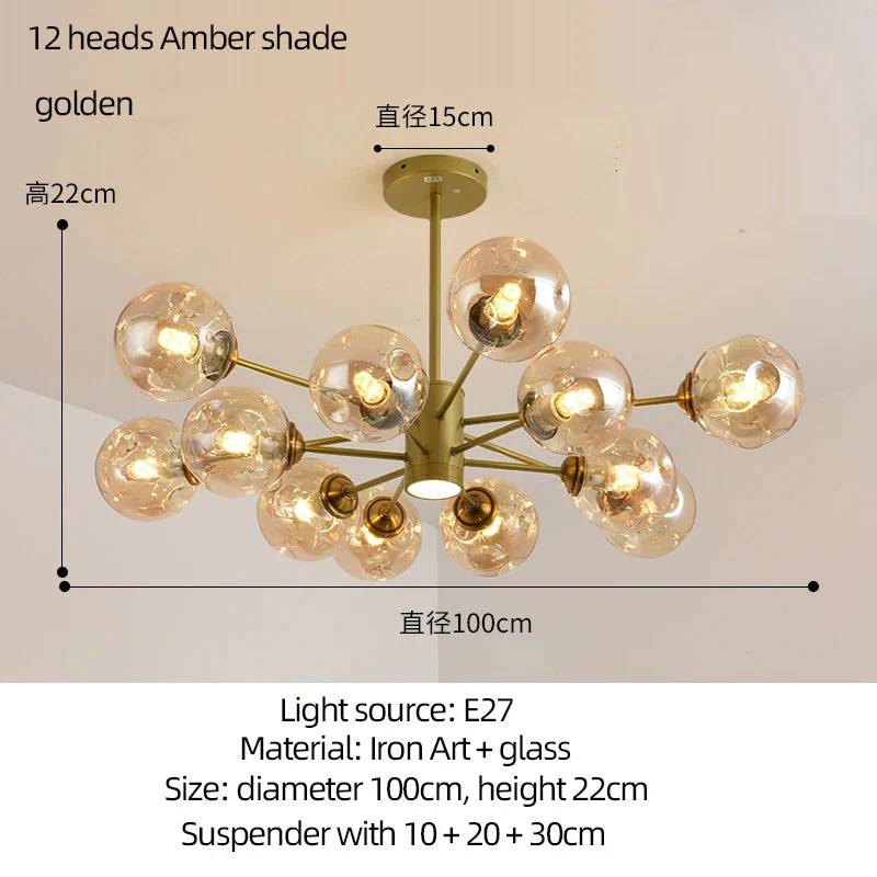 lustre moderne design haricot magique en verre intérieur - Image 9