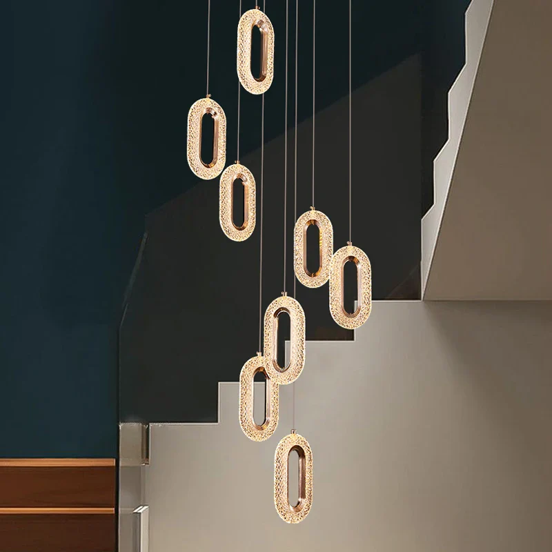 lustre moderne doré pour décoration intérieure escalier restaurant - Image 3
