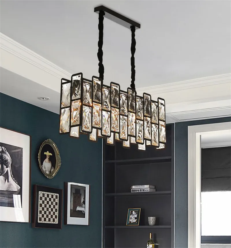 lustre moderne éclairage rectangulaire design en cristal K9 lumineux - Image 2