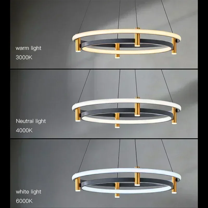 lustre moderne en anneau avec éclairage led décoratif - Image 4
